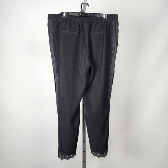 Black Tape Lace Detail Black Slim Leg Pants Size XL - Picture 6 of 8